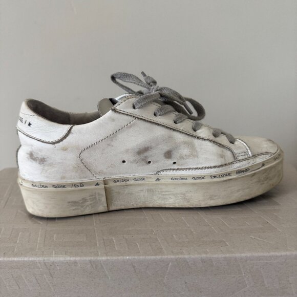GOLDEN GOOSE White & Gold Hi-Star Sneaker - Picture 3 of 7